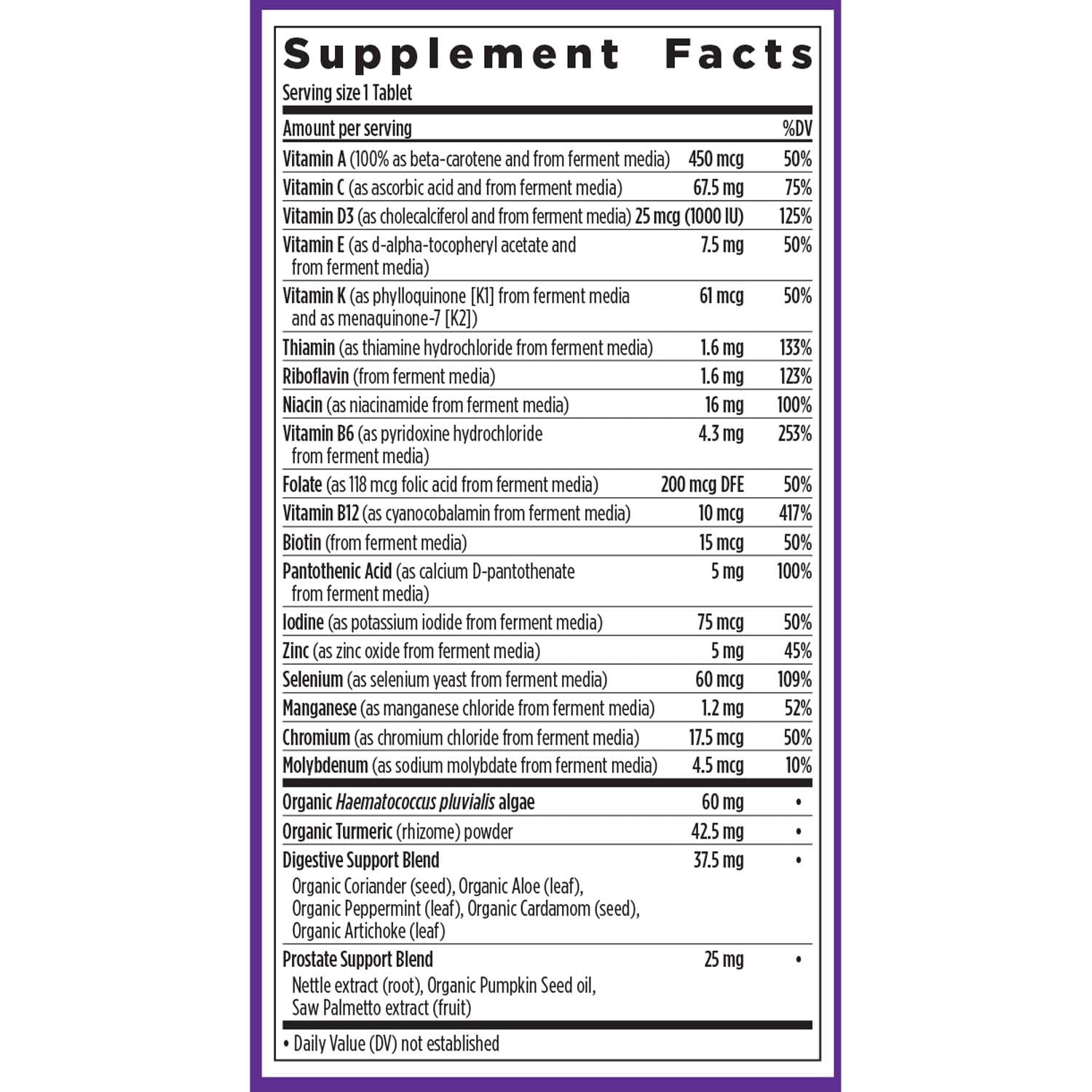 New Chapter Men's Multivitamin 50 Plus for Brain, Heart, Digestive, Prostate & Immune Support with 20+ Nutrients + Astaxanthin - Every Man's One Daily 55+, Gentle on The Stomach - 72 ct