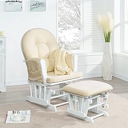 Naomi Home Glider and Ottoman Set White/Cream