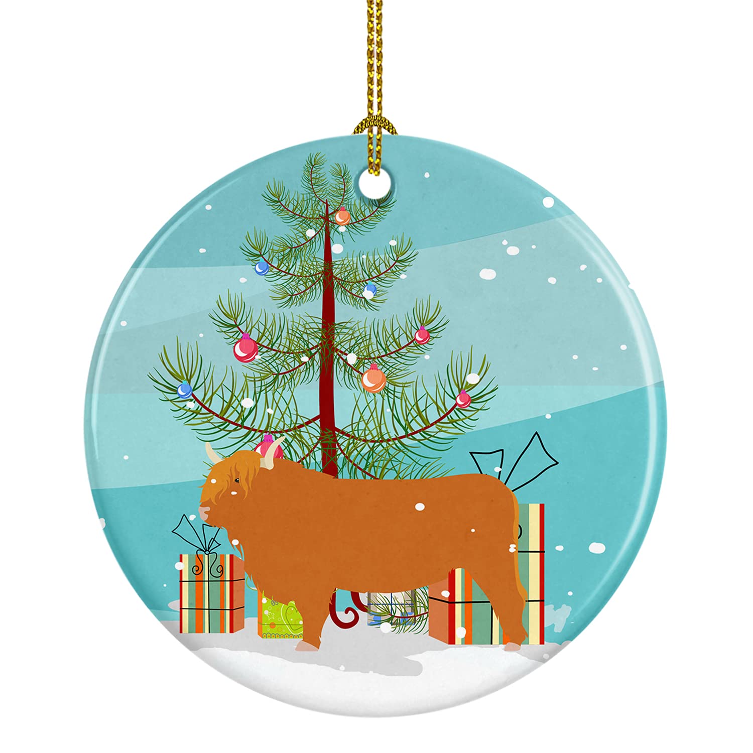 Caroline's Treasures Highland Cow Christmas Ceramic Ornament — image 1