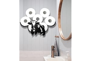 EUIROET Cows Metal Wall Toilet Paper Storage,Black Toilet Tissue Holder,Animal Decorative Metal Paper Holders,Cute Toilet Paper Storage for Bathrooms,Wall Toilet Paper Organizer Hold Extra 8 Rolls