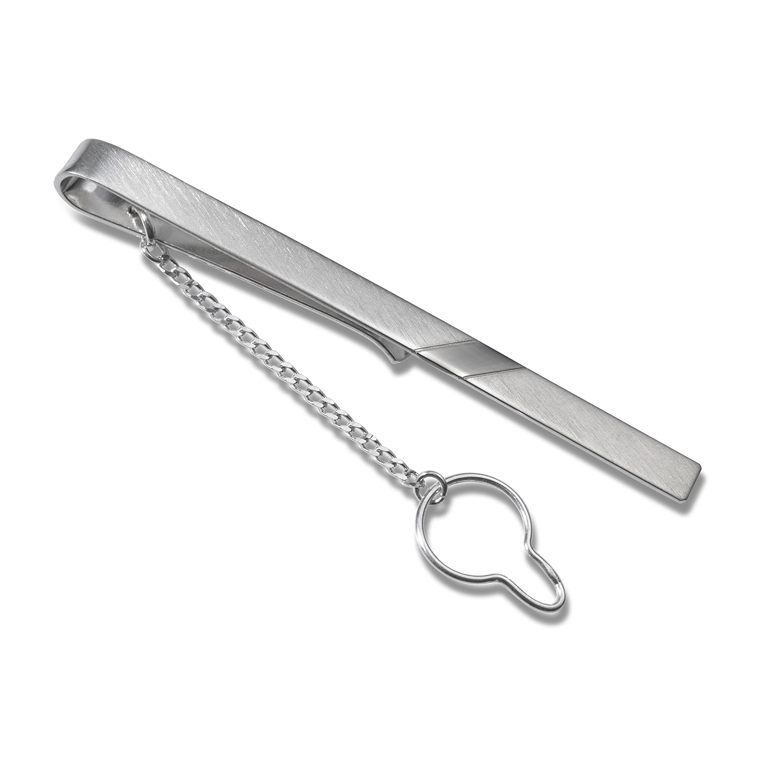 Classic Mens Tie Clip In 925 Sterling Silver With Oxidized Stripe Detail