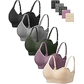 Angelhood Women Nursing Bras for Breastfeeding 5 Pack, Maternity Sleep Bra | Seamless Pregnancy Full Bust Bralettes with Exte