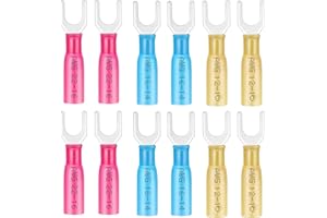 Teansic 100PCS Heat Shrink Fork Connectors AWG22-16/16-14/12-10,U-Type Spade Wire Connectors Kit,Insulated Waterproof Marine Crimp Terminals for Watercraft, Electronics, Automotive