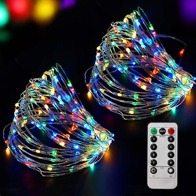 Bright Zeal 66 Ft 200 LED Multi Colored Fairy Lights Battery Operated