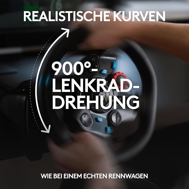 29 Driving Force Gaming Rennlenkrad, Zweimotoriges Force Feedback, 900° Lenkbereich, Racing Leder-Lenkrad, Verstellbare Edelstahl Bodenpedale, für PS5, PS4, PC, Mac - Schwarz