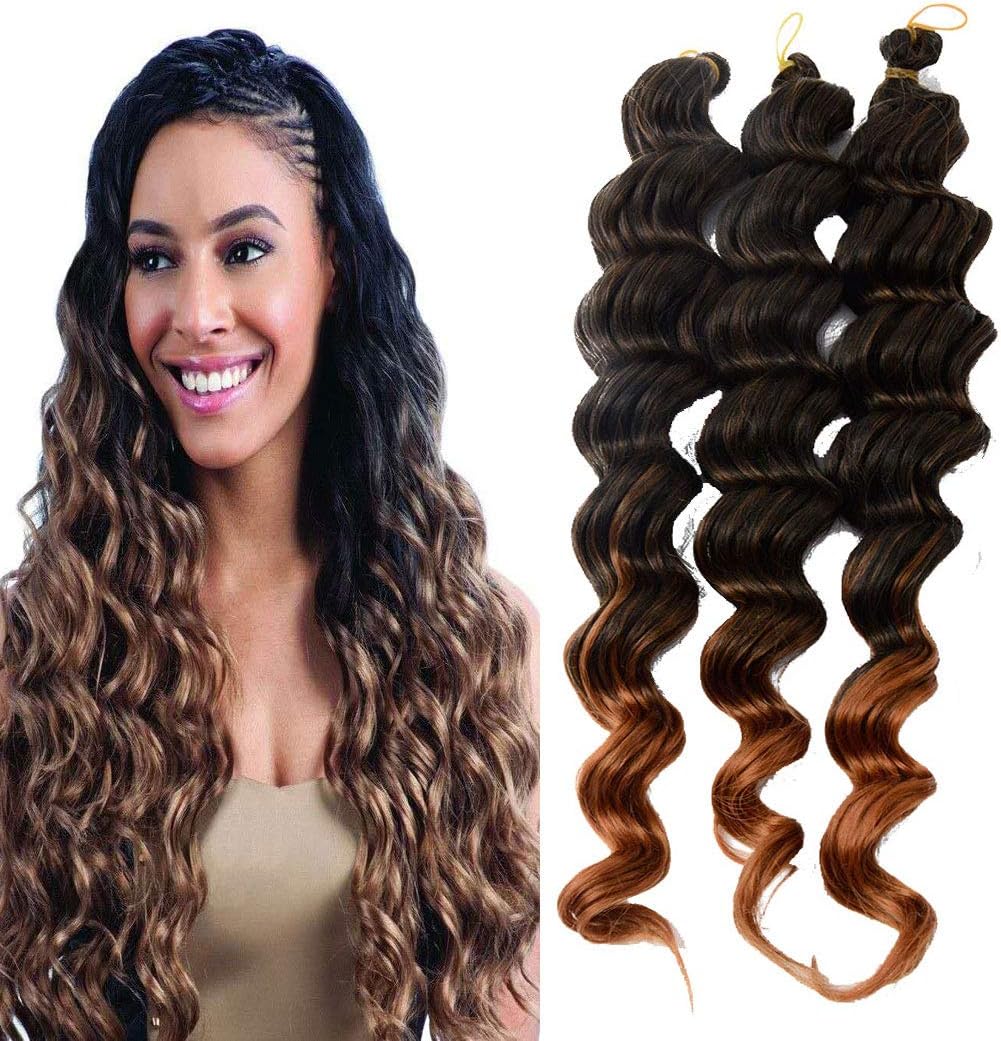 20 Inch ombre deep wave braiding hair synthetic Crochet Braid Hair 6 piece Deep Twist Crochet Hair T30