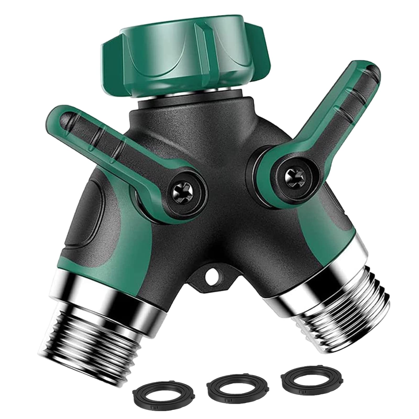 Photo 1 of Garden Hose Splitter 2 Way - Water Hose Splitter with Long Handle Garden Hose Shut off Valve Double Y Connector Faucet Splitter Hose Connector