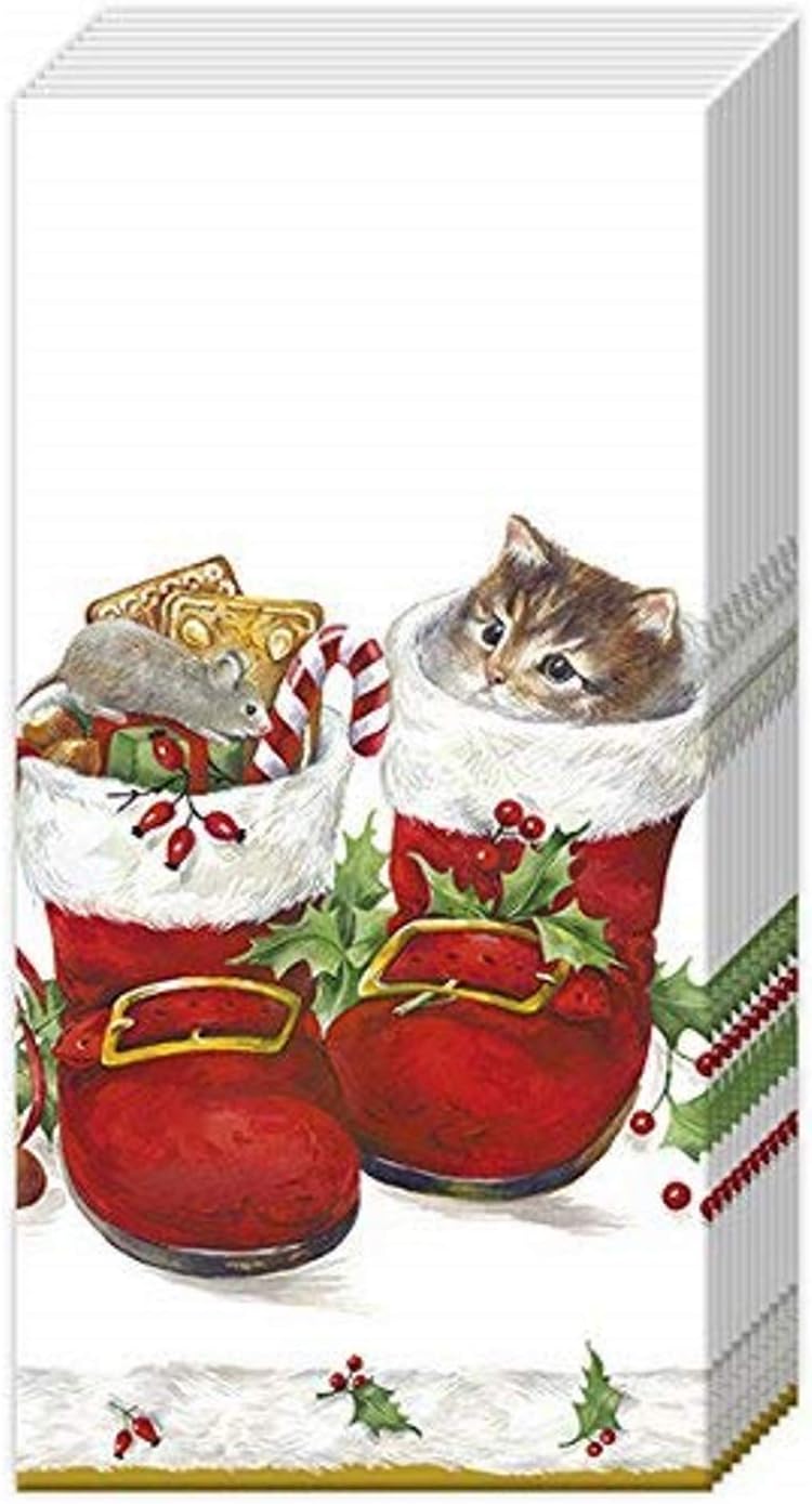 IHR Pocket Tissues, Paper, Sweet Christmas Boots, 1 Count (Pack of 1)