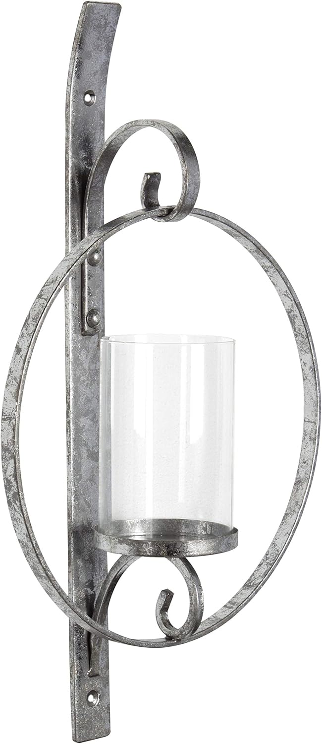 Kate and Laurel Doria Metal Wall Candle Holder Sconce, Silver: Home & Kitchen