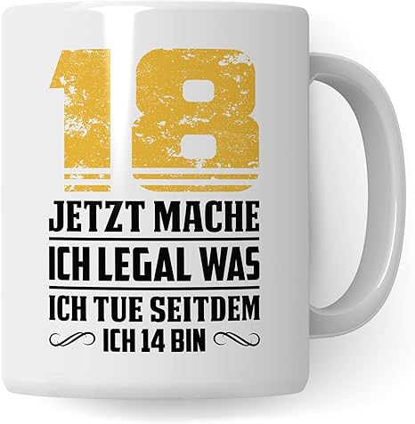 Pagma Druck Tasse 18 Geburtstag Geschenk Volljahrig Geschenkidee Becher 18 Jahre Alt Kaffeetasse Junge Madchen Geburtstagsgeschenk Weiss Weiss Amazon De Kuche Haushalt