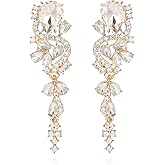 Rhinestone Statement Dangle Earrings Sparkly Crystal Bridal Wedding Earrings for Brides Bridesmaides Chandelier Teardrop Earrings for Women Prom Party
