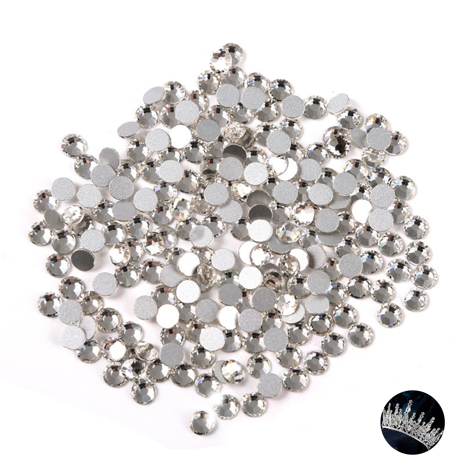 1440 Pcs 4.6-4.8mm Reflective Crystal Diamantes, Silver Flat Back Rhinestones for DIY Crafts, Makeup, Nails, Clothes, Shoes, Bags