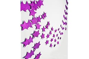 SKOYE 3-Pack,Purple Star Garland, Purple Christmas Galaxy Banner, Twinkle Twinkle Little Star Garland Christmas Garland, Christmas Decor, Purple Baby Shower (4 inch in Diameter,13 Feet)
