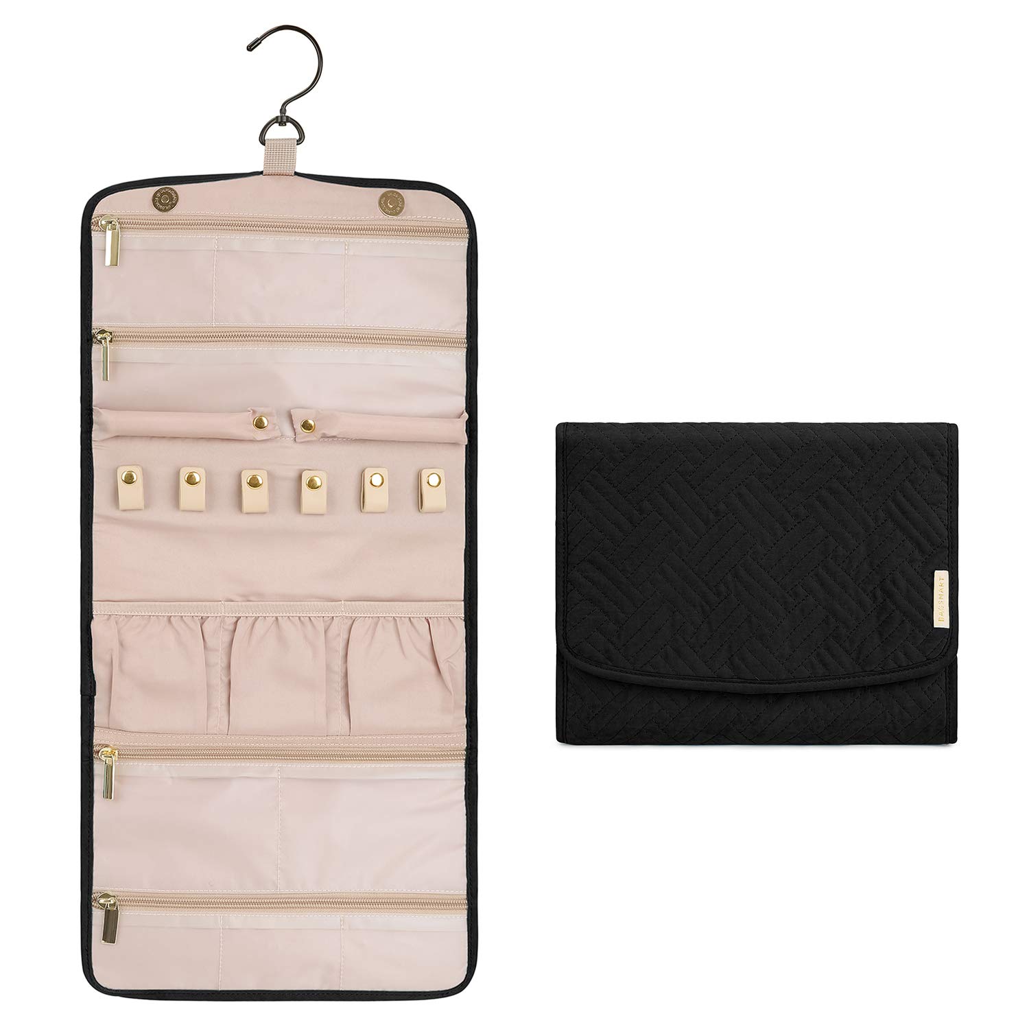 BAGSMART Large Travel Jewelry Organizer Roll Foldable Jewelry Case for