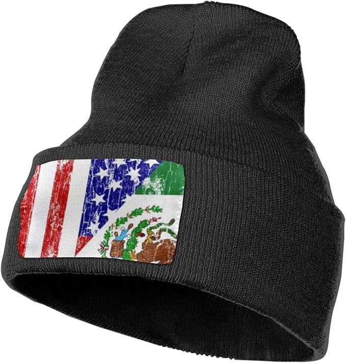 Xugui Retro Mexican American Flag Beanie Hat Unisex