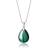 AMORWING Stainless Steel Teardrop Healing Crystal Necklace