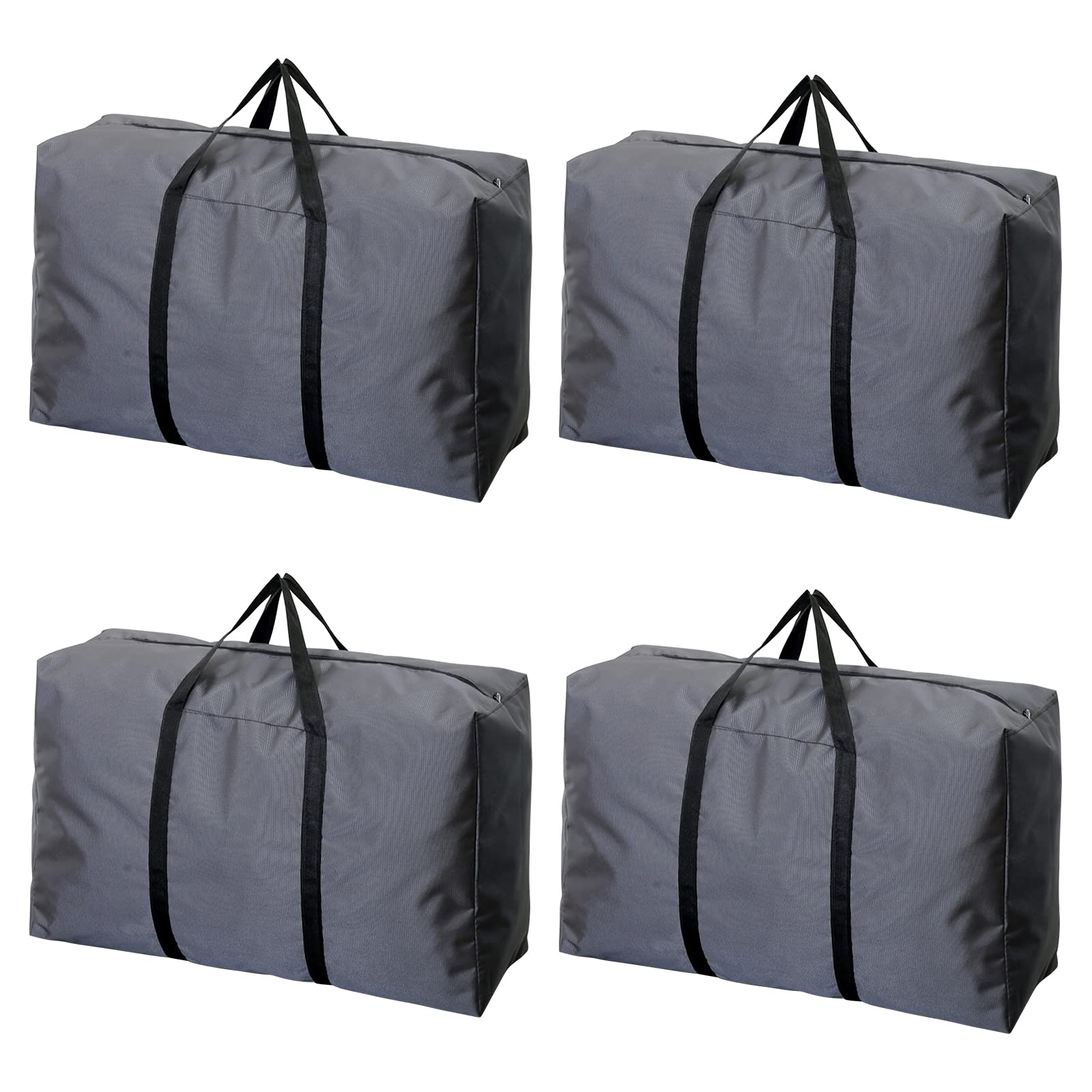 Kaket Large Storage Bags 4PCS 100L Thicker Waterproof Oxford Moving Bags with Zips Oxford Underbed Storage Bags with Handle for Bedding, Duvets, Blankets, Clothes (Dark Grey)