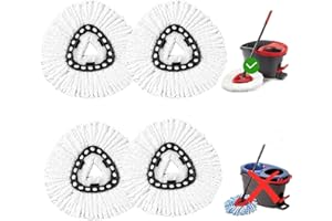 4 Pack Mop Head Replacement Compatible with O Cedar Triangle Swivel Mops,Spin Mop Replacement Head 100% Microfiber,Deep Cleaning,EPSUNORISE Compatible with O Cedar Mops(White)