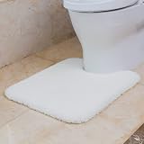 Non Slip Toilet Mat 50x60cm U Shape White Ultra Soft Microfiber