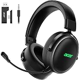 Acer Wireless Gaming Headset with Zero-Latency for PS5,PC,Switch-40H Batt | 2.4GHz &amp; Bluetooth 5.4 Gaming Headphones with Adjustable Mic, 50mm Drivers for Immersive Sound, for FPS &amp; RPG Games, Tarnish