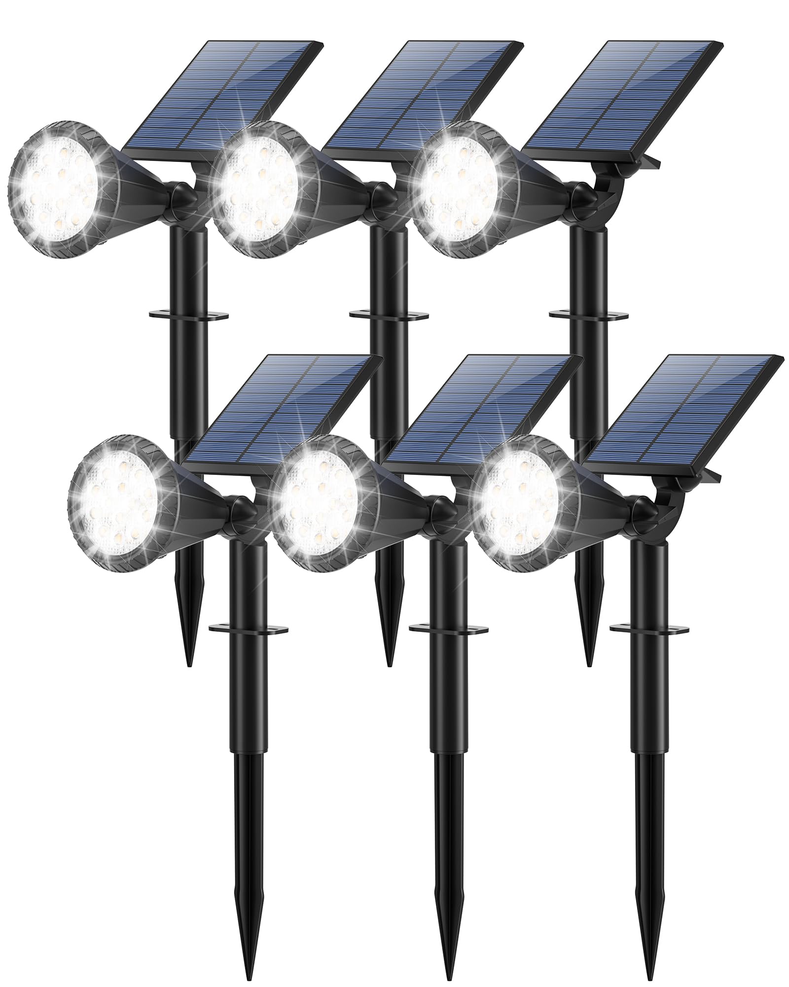 Photo 1 of Tadyreal Solar Lights Outdoor Waterproof 180° Adjustable Landscape Spot Lights for Yard 4 Lighting Modes Solar Powered Spotlights for Pathway Garden Outside Wall Pool Porch (6 Pack, Cool White)