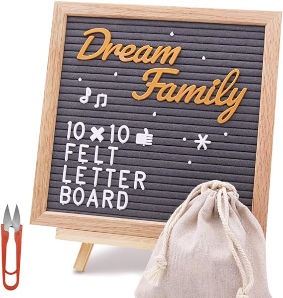 Felt Letter Board 10x10 Inches with Stand. Changeable