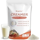 Mushroom Coffee Creamer,Superfood Creamer Powder with 6 Adaptogenic Mushrooms &amp; Probiotics for Energy, Focus, Digestion - 30 Servings