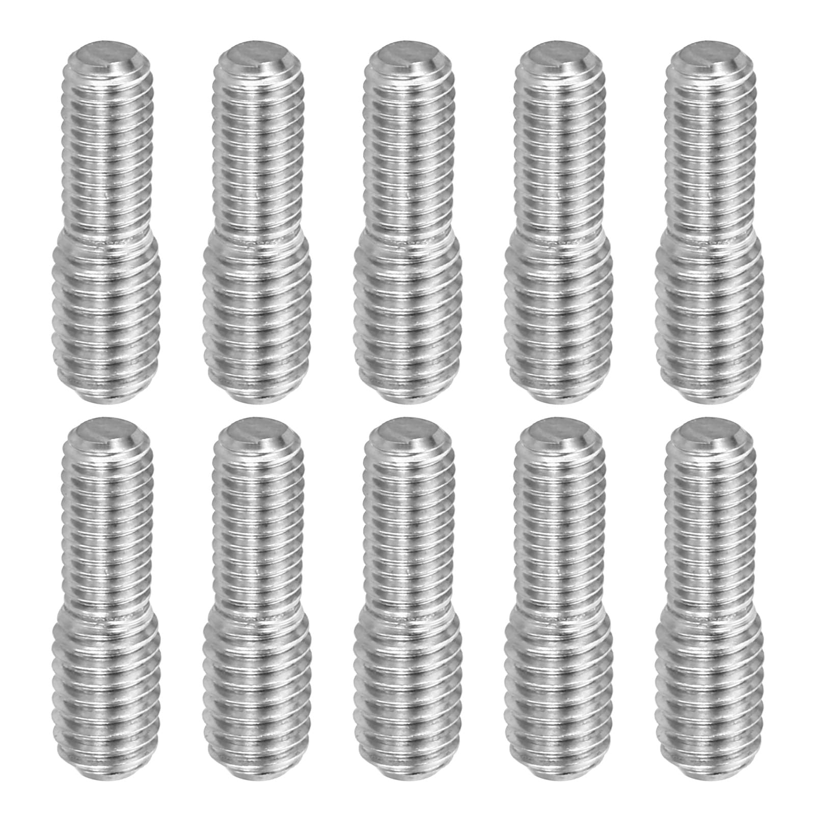 PATIKIL M5x10mm to M6x10mm Double End Threaded Stud Screw Bolt, 10 Pack 304 Stainless Steel Rod Bolts Thread Reducer Adapter for Furniture Fastener, Hardware Connectors