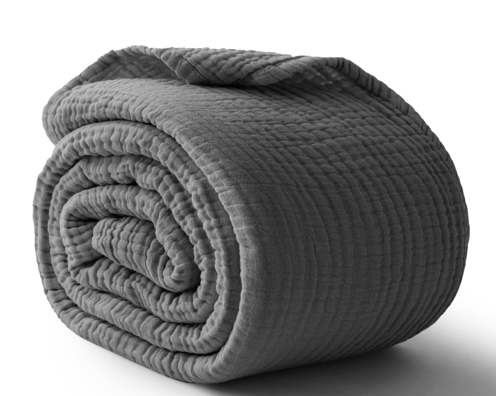 Photo 1 of 100% Cotton Muslin Blanket Large 50" x 70", Breathable and Lightweight Cotton Throw Blanket for Bed and Couch, Soft Cooling Summer Gauze Blanket for Adults All Season, Dark Grey