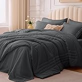 Velorose King Comforter Set Dark Grey - Bed in a Bag King Size 7 Pieces, Soft Bedding Set for All Seasons, Premium King Comforter Set with Comforter, Sheets, Pillowcases & Shams