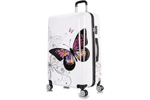 InUSA Butterfly Print Luggage with Spinner Wheels | Durable Lightweight Hardside Suitcase | Travel Bag with Handle and Trolley | 28-Inch Large Checked luggage