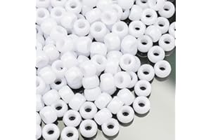 Gxueshan 1000 Pcs Acrylic White Pony Beads 6x9mm Bulk for Friendship Bracelet Necklace Jewelry Making Earring Hair Braiding