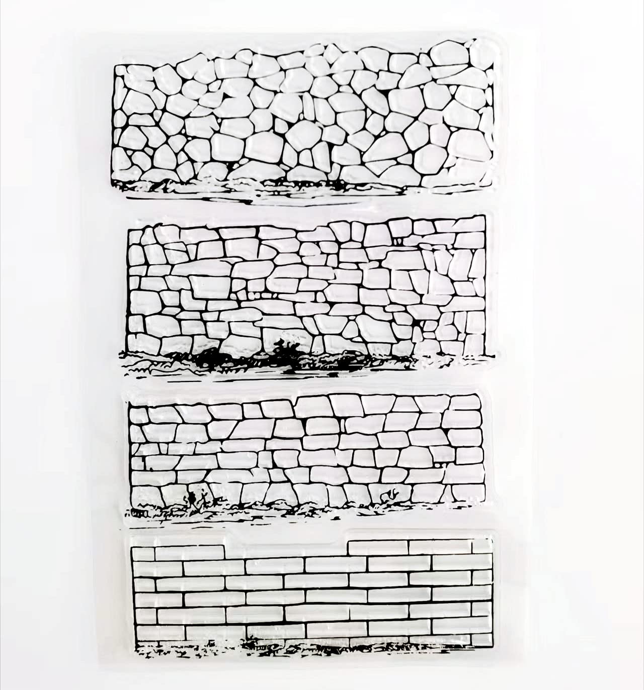 WooYangFun 4 Different Brick Background Clear Stamp for Card Making Decoration and Scrapbooking 11x16cm