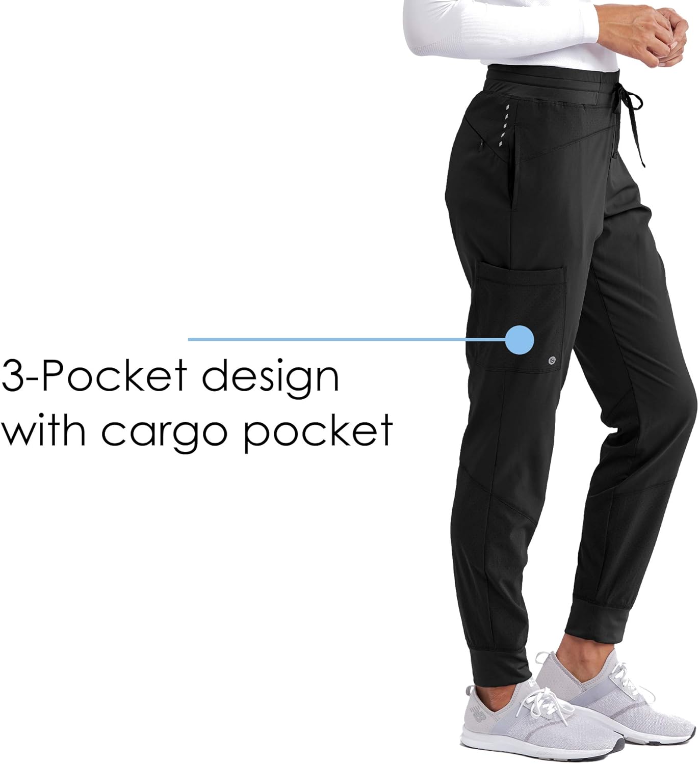 BARCO ONE – Women’s Boost Jogger Pant, Mid-Rise Medical Scrub Pant w/ 4-Way Stretch Fabric & 3 Pockets: Clothing