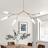 Sparklelf Modern 6-Light Chandelier Elegance Sputnik Chandeliers for Dining Room L50’’ Large Glass Chandelier Adjustable Bran