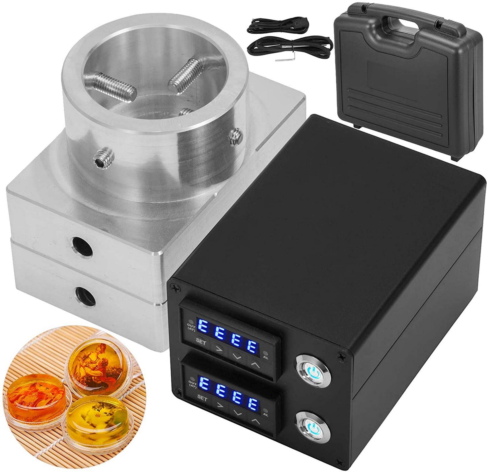 3x5" Heat Press Plate Kit 6061 Aluminum Plates Kit with Heating Rod Dual PID Controller Single Digital and 2 X Heating Rods (35 Single Controller)