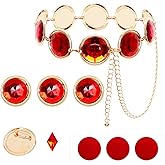 Gvhntk Halloween Waist Belt with Red Gems, Round Rhinestones and Diamond Chain for Costumes