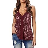 lime flare Women Sexy Sparkle All Over Sequin Cami Tank Tops
