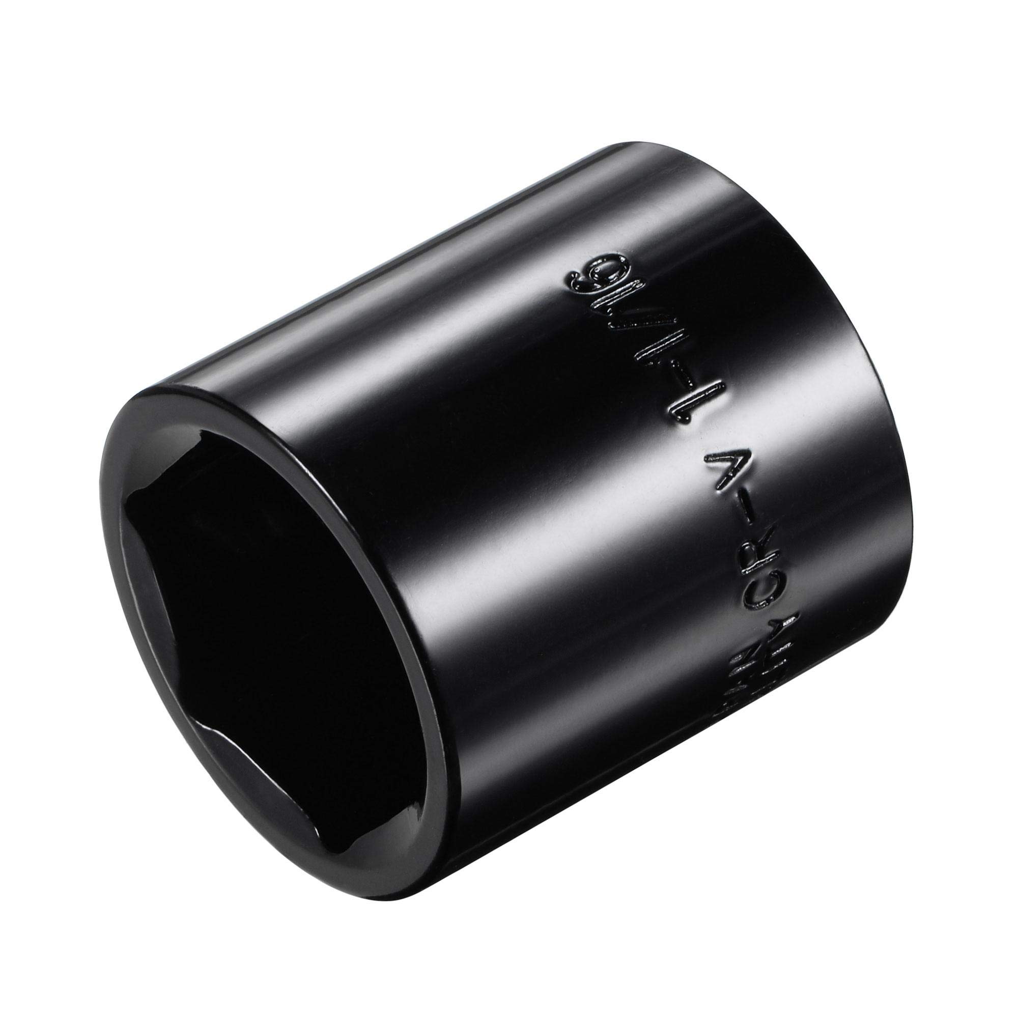sourcing map 1/2-Inch by 1-1/16-Inch 6-Point Impact Socket, CR-V Steel 40mm Length, Shallow SAE Sizes