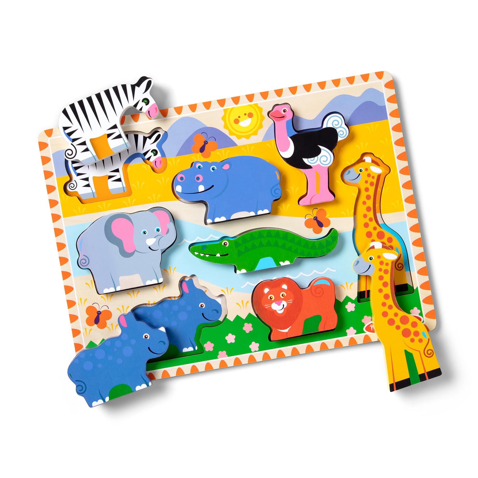 Melissa & Doug 13722 & Doug Holzpuzzle mit klobigen Teilen - Safaritiere (8 Teile)