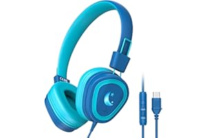 ONHEAR Kids Headphones for School, 2024 Upgrade USB Type C Kids Headphone with Microphone, Wired Boys Girls Headphones with Safe Limiter 85dB/95dB, Foldable On Ear Headphones for School/iPad/Tablets/Travel