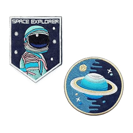 Lucky Patches, Aufnäher, Applikation, Aufbügler, Iron on Patch - Space Explorer, Astronaut, Raumfahrt, NASA, Weltraum, (Set 2