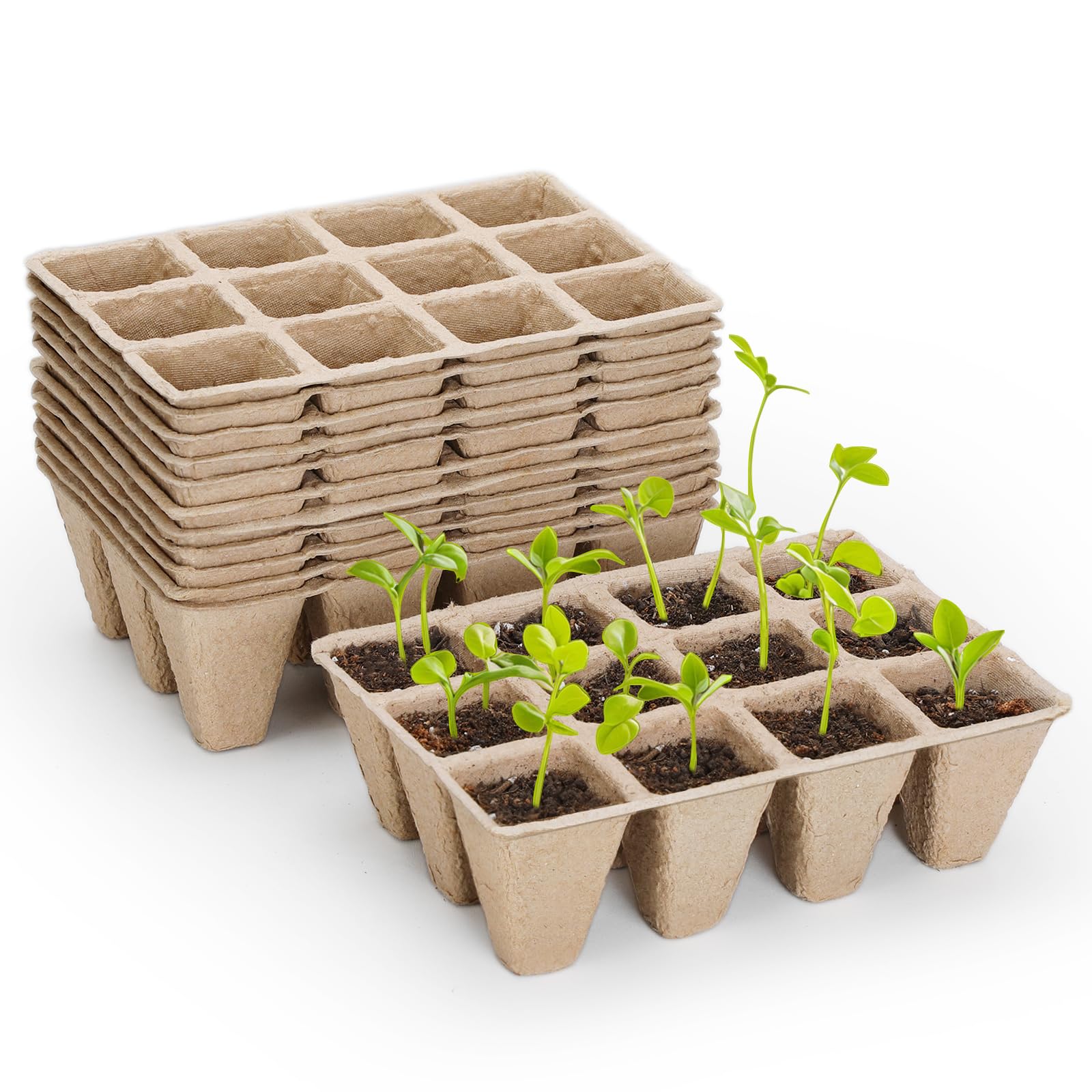 Photo 1 of 10 Packs Seedling Starter Trays 120 Cells, Biodegradable Seed Germination Trays Plant Starter Peat Pots for Seedlings