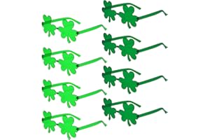 Pibupibu 6/8 Pack St. Patrick's Day Irish Green Shamrock Sunglasses, Clover Party Glasses Leprechaun Costume Eyewear