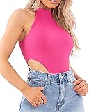 GEMBERA Women's High Cut Sleeveless Mock Neck