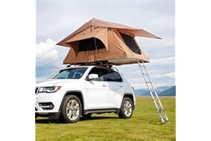 VEVOR Rooftop Tent Hard Shell, Roof Top Tent for Car SUV Truck Jeep Van Camping, Roof Tent with Telescopic Ladder Thick Mattress & LED Strip Light, 2-3 Person Family Camping Tent