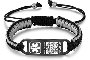 Theluckytag Medical Bracelets for Sport Men Women with QR Code Medical Alert ID Bracelets - Nylon Waterproof Wristband Fits Wrists Up to 7 inches - More Space Custom Emergency Medical ID Alert Info