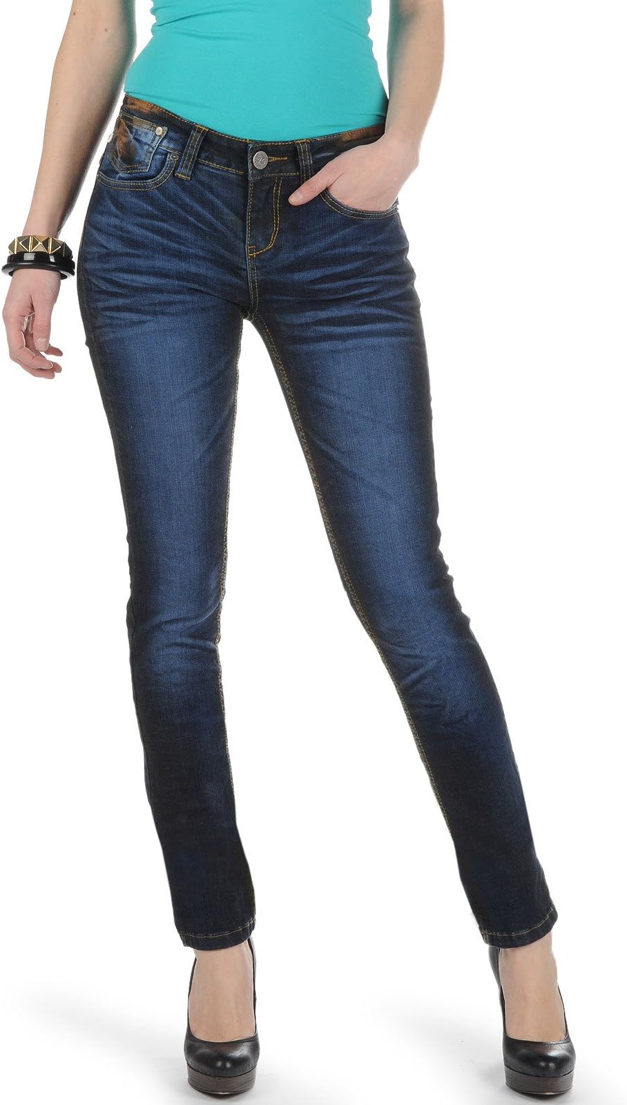 One Green Elephant Memphis 42 | 32, blue denim orange spray