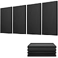 Moukey Acoustic Panels 4 PCS, 2.4“ Thick Fiberglass Soundproof Wall Panels 24''x12'', Self-adhesive Sound Absorbing Panels for Studios, Office, Home Theater (Black)