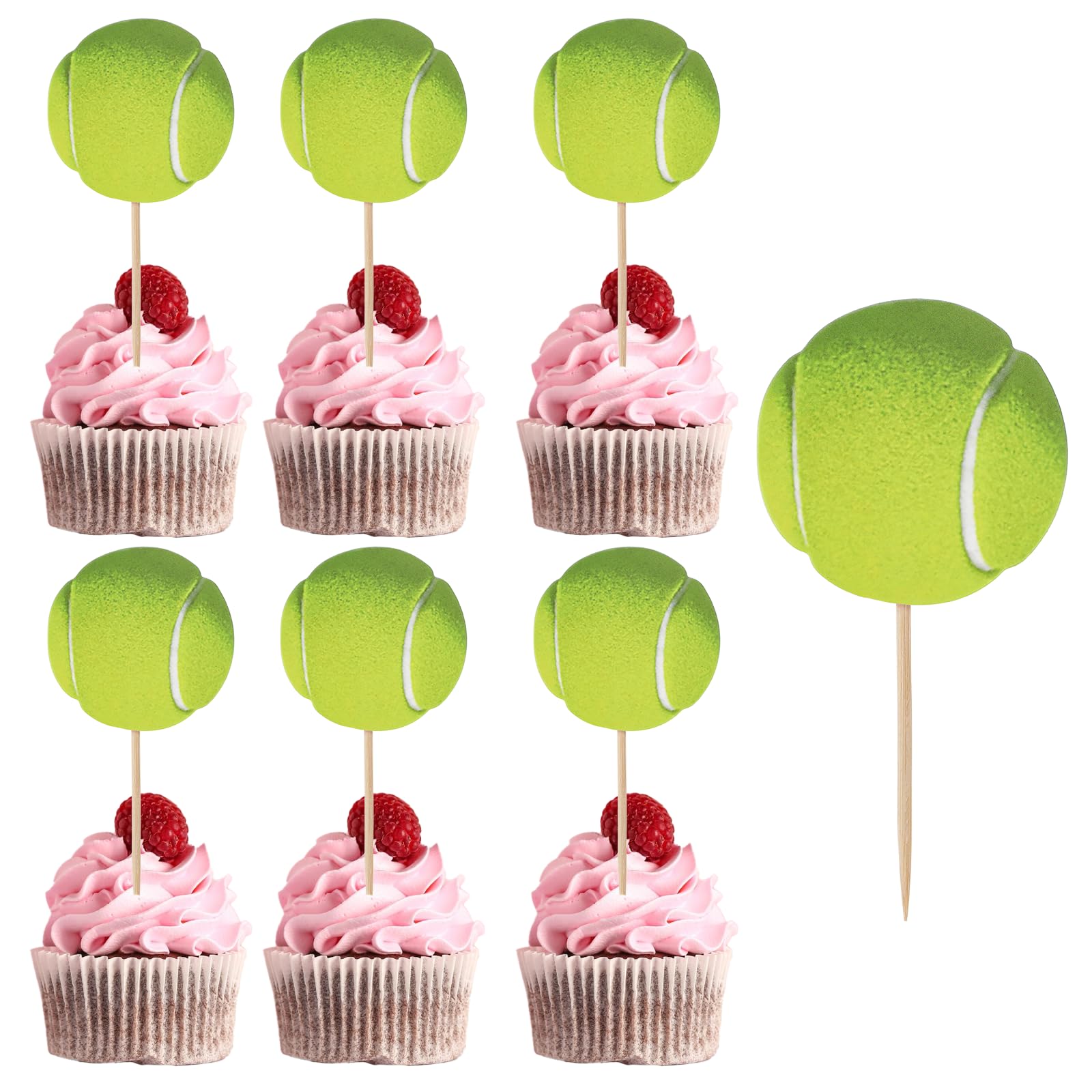 Photo 1 of 36Pcs Tennis Cupcake Toppers, Sports Ball Cupcake Picks Tennis Theme Birthday Cake Decorations Party Topper Cake Decor for Baby Shower Kids Birthday Party Decorations Supplies